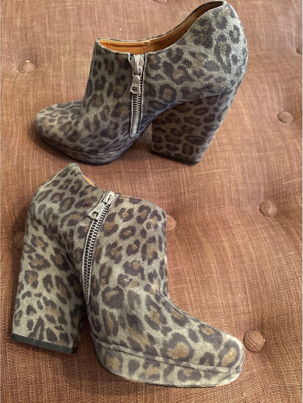 Dries Van Noten Leopard Suede Ankle Boots 36/5.5-6